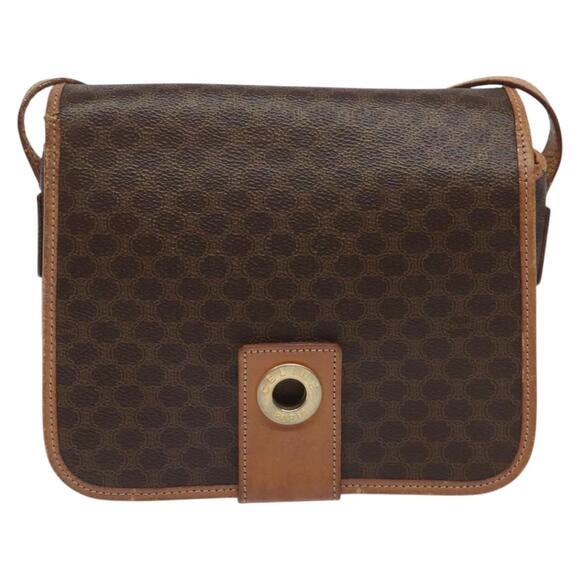 CELINE Macadam Canvas Shoulder Bag Pvc Gold Brown - Picture 2 of 12